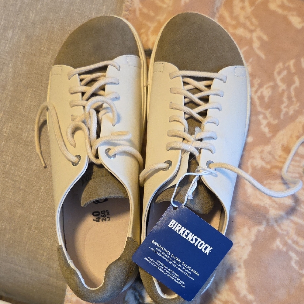 Birkenstock Cream and Gray Athletic Sneakers